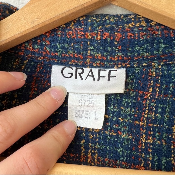 SOLD Vintage Blue Plaid Shacket - Picture 6 of 10